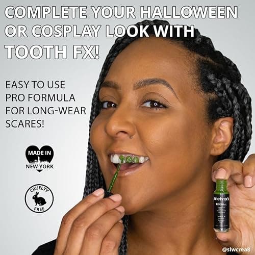 Mehron Makeup Tooth FX - BLOOD RED, Temporary Special FX Tooth Paint | Brush Off, Mouth Safe Teeth Makeup. Brush Included. Perfect for Halloween, Cosplay, & Theater. Cruelty Free & Made in the USA thumbnail 6
