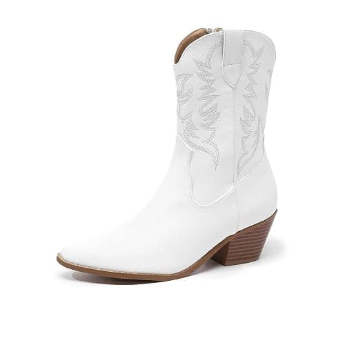 Amoji Women Western Cowboy Boots Cowgirl Mid Calf Boots Pull On D307 - Image 1