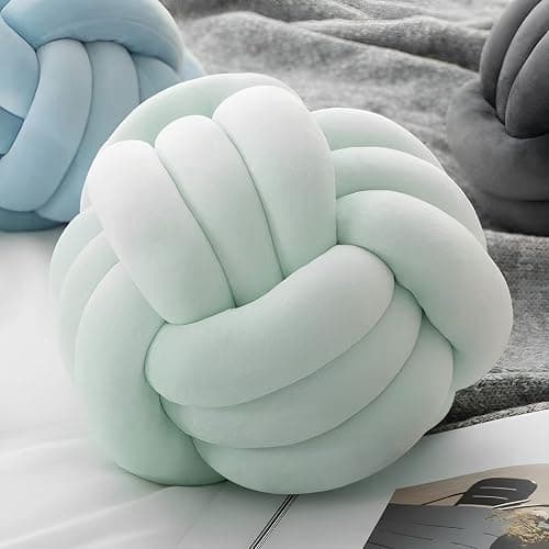 KEBAIHUA Knot Ball Pillows, Round Throw Pillow Cushion (Light Green,8.5") | Home Decor Soft Plush Pillow, Throw Knotted Ball Pillow, Stress-relief, Cute Decor for Kids Room,Sofa,Bed,Ideal Gift thumbnail 3