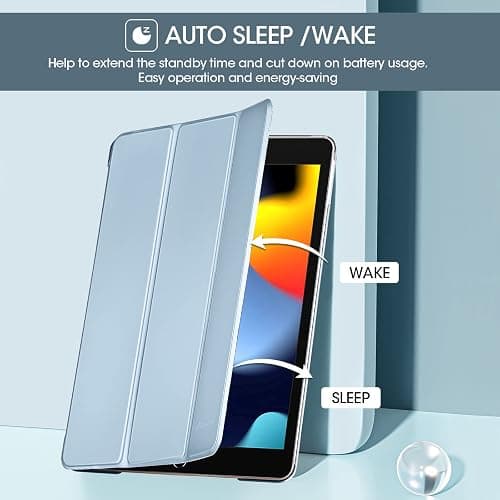 ProCase for iPad 9th/ 8th/ 7th Generation Case 10.2 Inch (2021/2020/2019 Release), 10.2 iPad Case 9th/ 8th/ 7th Gen Cover, Slim Smart Cover with Translucent Hard Shell Back -SkyBlue thumbnail 4
