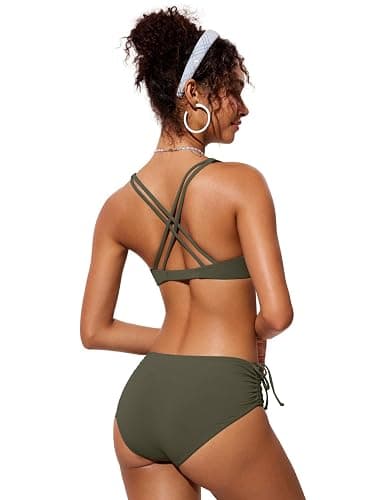 CRZ YOGA Twist Front Bikini Tops | Removable Pads, A-C Cup, V Neck, Criss Cross Back, Swim, Bathing Suit Bra for Women thumbnail 2