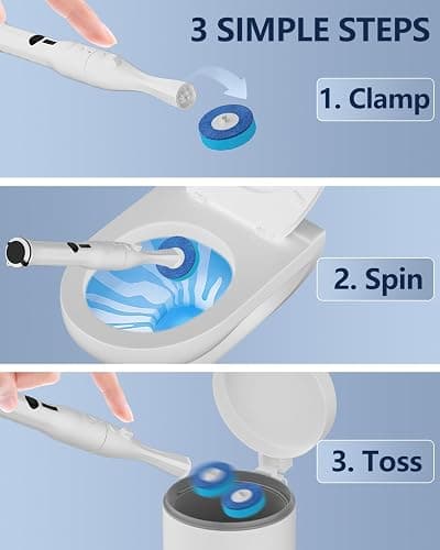 Electric Toilet Brush and Holder Set, Leebein 8 in 1 Electric Toilet Bowl Cleaning Kit with 8 Replaceable Brushes, Hard Nylon Brush and Soft Silicone Brush, 6 Refills Disposable Cleaner Brush thumbnail 7