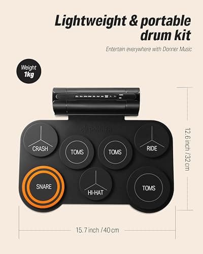 Donner Electronic Drum Set, 7 Pads Electric Drum Pad Roll Up Quiet Drum Pad Built-in Speaker, 40 Drum Lessons Included, Kids Holiday Christmas & Birthday Gift Instrument Toys(DED-20) thumbnail 5