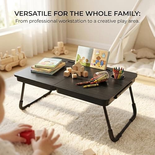 BUYIFY Foldable Laptop Bed Desk for Couch, Sofa - Large Lap Desk Tray Table with Cup Holder and Tablet Slot - Portable Notebook Stand for Eating, Writing, Studying and WFH -NEW-006 thumbnail 6