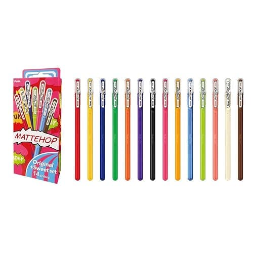 Pentel Matte Hop Original + Sweet Color Ballpoint Pen, 14 Colors K110-V14ST - Image 1