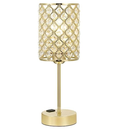 Hong-in Gold Lamps for Night Stands-Crystal Table Lamp with USB-C+A & AC Charging Ports, 3-Way Dimmable Nightstand Touch Lamp, Bedside Desk lamp for Bedroom Living Room Home Office thumbnail 9