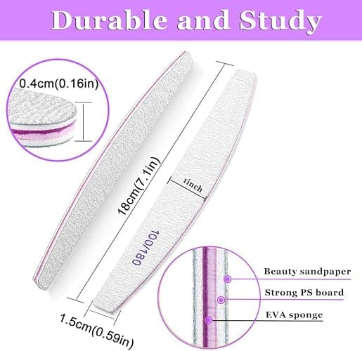 20PCS Nail File Buffer Set for Natural Nails,100 180 Grit Nail File,4 Sides 120 Grit Sanding Buffer Nail Block for Gel Acrylic Nails Professional Manicure Tool,Purple thumbnail 3