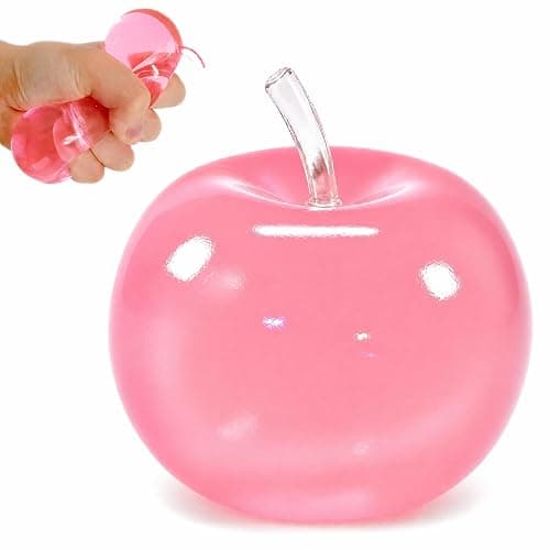 Squishy Pink Clear Apple Stress Relief Ball, Apple Fruit Sensory Figurine | Transparent Apple Squishy, Soft Novelty Fruit Taba Stress Balls, Sensory Figurine for Adult Relaxation, Relieve Work Anxiety - Image 1