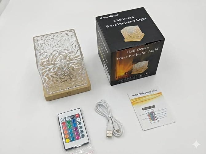 Growalleter Ocean Wave Projector Light, 16 Color Rechargeable Ocean Lamp, with Power Touch Control and Remote Control Luminorthe Cube Lamp, Bringing You Romance and Tranquility(Charge) thumbnail 8