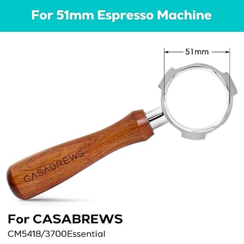 CASABREWS 51mm Bottomless Portafilter with Puck Screen & Filter Basket, 3 Ears Espresso Handle for CM5418 & 3700Essential thumbnail 3