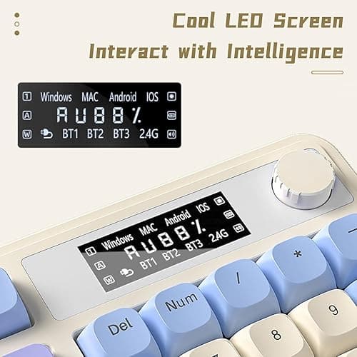 AULA S99 Pro Wireless Keyboard, Display Screen & Media Knob, Tri-Mode Bluetooth/2.4G/USB-C RGB Creamy Gaming Keyboard with Number Pad Macro Keys, Custom Computer Keyboards for Laptop PC Gamer - Green thumbnail 5