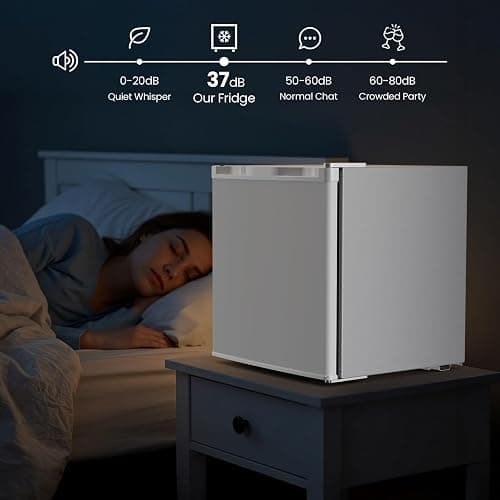 Antarctic Star Mini Fridge with Freezer, Rated 1.6 cu.ft, Small Upright Refrigerator with Removable Shelves, 7 Adjustable Thermostat, Low Noise for Bedroom/Apartment/Office,White thumbnail 6