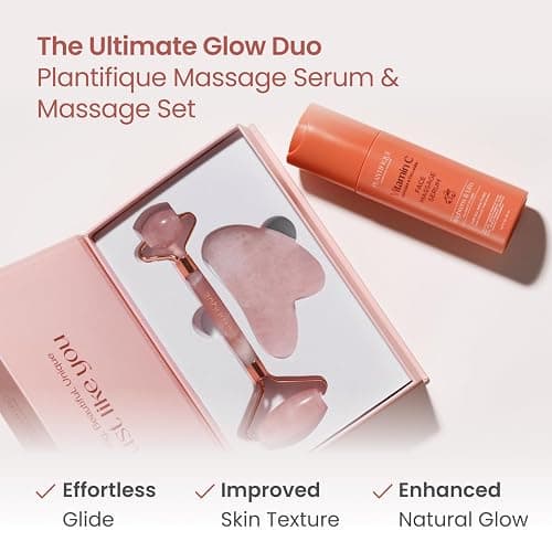 PLANTIFIQUE Rose Quartz Gua Sha & Face Roller Set, Certified Face Massager | Guasha Facial Tool & Roller for Lymphatic Drainage & Face Sculpting - Reduce Puffiness & Relieve Tension - Skin Care Gifts thumbnail 3