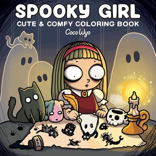 Spooky Girl: Coloring Book for Adults Featuring Cute Quirky Characters in Cozy Moments for Relaxation - Image 1