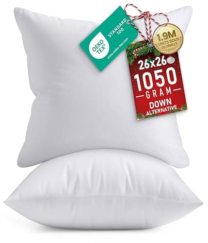 Utopia Bedding Throw Pillows Insert (Pack of 2, White) - 26 x 26 Inches Bed and Couch Pillows - Indoor Decorative Pillow - Image 1