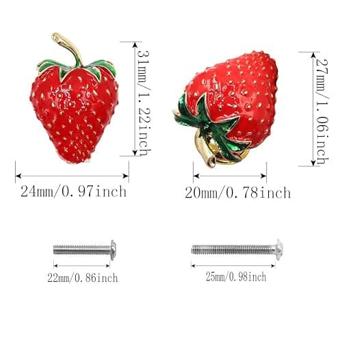 glrovazas Cabinet Knobs Strawberry Knobs, 4 Pcs Creative Fruit Shape Handle Decorative Furniture Door Pull for Cabinet Wardrobe Drawer Bedside Table thumbnail 2