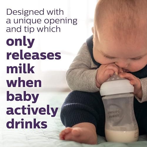 Philips Avent Natural Baby Bottles with Natural Response Nipples (Medium Flow, Flow 3), 9oz, 3-pack, SCY903/03 - Clear - 9oz - 3-pack thumbnail 3