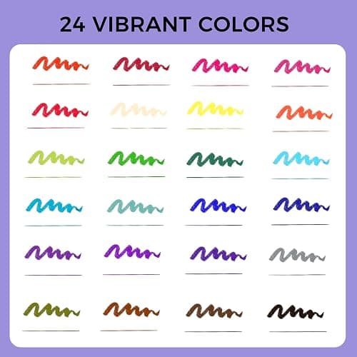 Artecho 24 Dual Tip Brush Pens，Colouring Pens brush pens for Adult，Colouring Books，Calligraphy，Drawing，Sketching, nylon tip for Artists，Beginners thumbnail 3