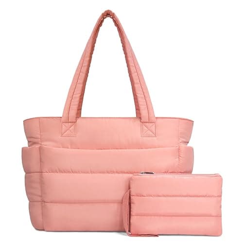 TOPDesign Puffer Tote Bag for Women, Lightweight Puffy Handbag with Compartments, Quilted Shoulder Bag for Work, Travel, Gym - Image 1
