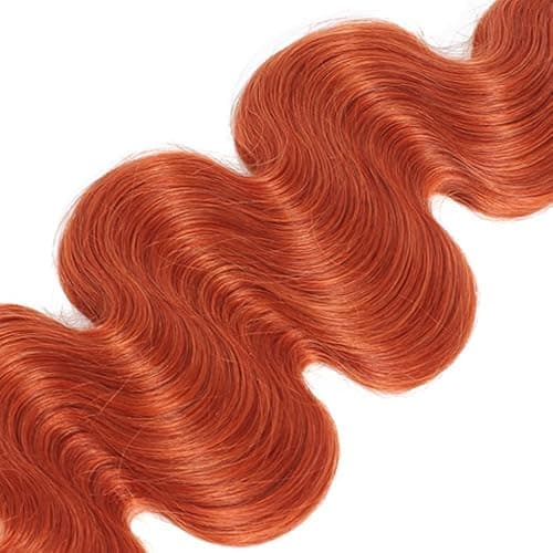 Fumuakoor 26 28 30 Inch Color #350 Bundle Orange Body Wave Human Hair Bundles Unprocessed Virgin Hair Ginger Body Wave Bundle 50 Gram Per Bundle thumbnail 5