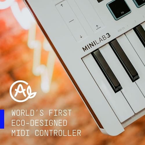 Arturia MiniLab 3 - Universal MIDI Controller for Music Production, with All-in-One Software Package - 25 Keys, 8 Multi-Color Pads - White thumbnail 6
