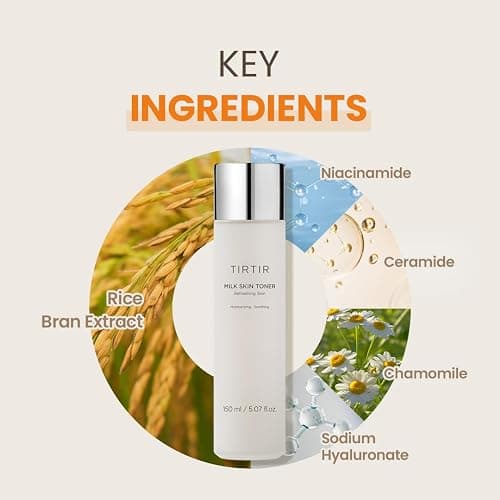 TIRTIR Milk Skin Rice Toner - Deep Moisturizing, Hydrating and Refreshing for face, Niacinamide, Ceramide, Rice Bran Extract, Nature-Oriented Ingredients, Korean Skin Care, Vegan (150ml, Original) - Original - 150 ml (Pack of 1) thumbnail 5