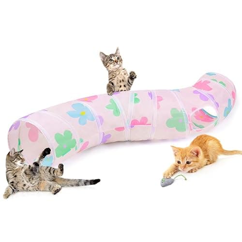 Glittme S-Shape Cat Tunnel, Foldable Cat Tunnels for Indoor Cats | Interactive Bunny Tunnel And Cat Tubes With Crinkle Sounds. Ideal For Kittens, Ferrets And Small Pets To Hide, Play Or Rest - Image 1