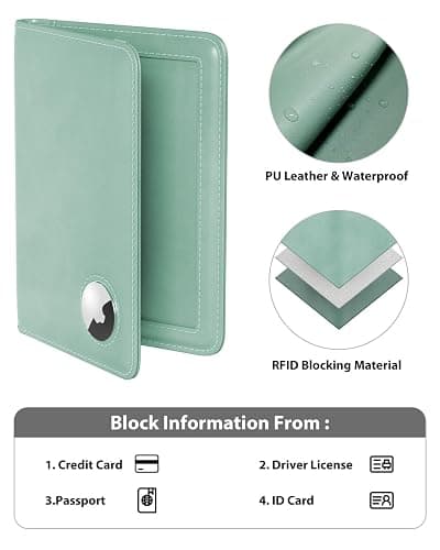 Stouchi AirTag Passport Holder – Slim RFID Travel Wallet | Ultra-slim, Waterproof PU Leather, 5 Card Slots, RFID Blocking, AirTag Slot – Perfect for US Passports, Snug for EU thumbnail 5