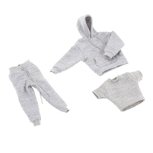 Yiju 3X 1:12 Man's Sweatshirt Outfit,1/12 Scale Figure Doll Clothes,Pants+Hoody Outfit Costume for 6 inch Action Figure Clothes Toy - Image 1