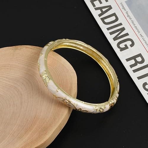 DLYFNVEV Vintage Flower Bangle Chinoiserie Cloisonne Bracelet For Women Summer Elegant Vibrant Ethnic Jewelry Gifts thumbnail 3
