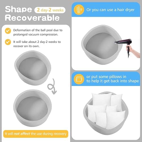 SHJADE Foam Ball Pit, 35.4"x 11.8" Ball Pits for Toddlers-Grey | Soft Memory Sponge Round Playpen Ball Pool for Kids, Ideal Gift for Babies, Indoor and Outdoor Game, Balls not Included thumbnail 6