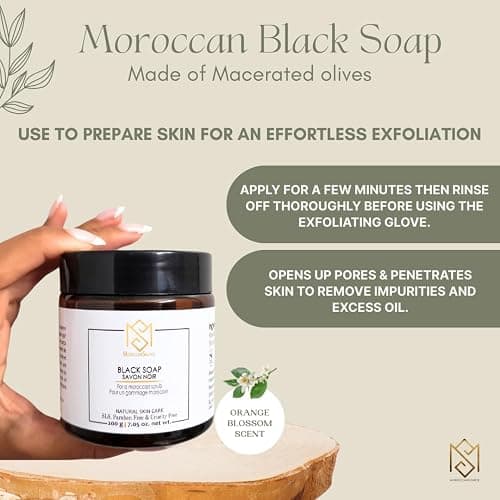 Exfoliating Glove Kessa Mitt Body Scrubber - Dead Skin Remover Shower Glove for Dead Skin Scrubbing and Deep Pore Cleansing - by MoroccanSource (3 Piece spa Set) thumbnail 7