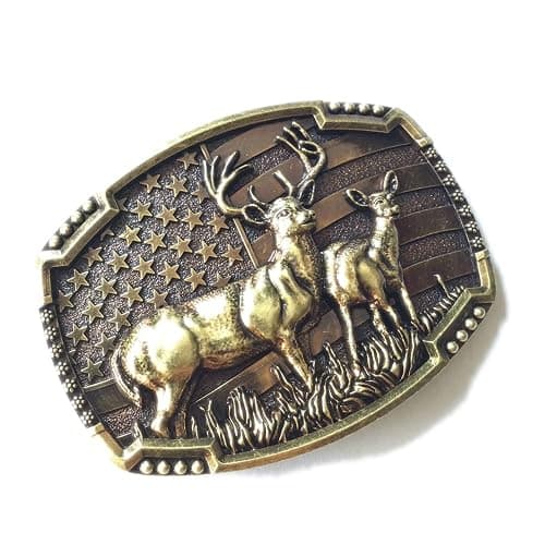 CL&J BB® Deer Belt Buckle Animals Western Cowboy Native American Motorcyclist (DER8G) thumbnail 3
