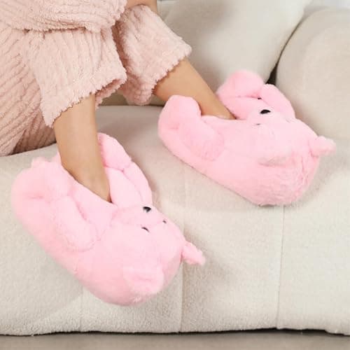 DOVORSY Women's Christmas Teddy Bear Slippers,Winter Fuzzy Cute Indoor House Slippers with Cushion,Fluffy Cartoon Bedroom Shoes,Cozy Warm Gifts for Women,Men,Ladies,Girls (Size 7-11) thumbnail 2
