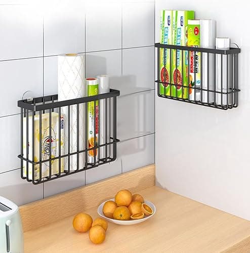EigPluy 2 Piece Kitchen Cabinet Door Storage Box,Self Adhesive Wall Mounted Storage Boxes,Wardrobe/Bathroom/Refrigerator Small Items Organizer Storage Box (Black) thumbnail 5