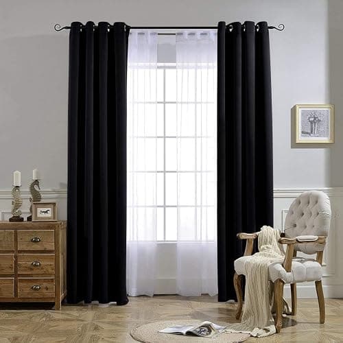NICETOWN Black Out Curtains for Bedroom 84 inches Long - Light Reducing Thermal Insulated Solid Grommet Curtains/Panels/Drapes for Living Room (Set of 2, W52 x L84) thumbnail 7