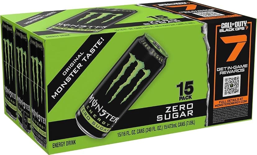 Monster Energy Zero Sugar, Green, Original, Low Calorie Energy Drink, 16 ounce (Pack of 15) thumbnail 2