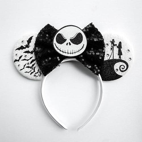 BPNHNA Halloween Mouse Ears Headband Pumpkin Ghost Skull Bat Hairband Sequin Bow Hair Hoop Headpiece for Party Favors thumbnail 3
