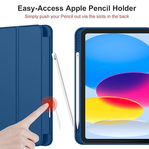 iMieet iPad (A16) Case 11th Gen/iPad 10th Generation Case [11-Inch 2025/10.9 Inch 2022] with Pencil Holder, Trifold Stand Smart Cover with Soft TPU Back,Auto Wake/Sleep(Navy Blue) thumbnail 5