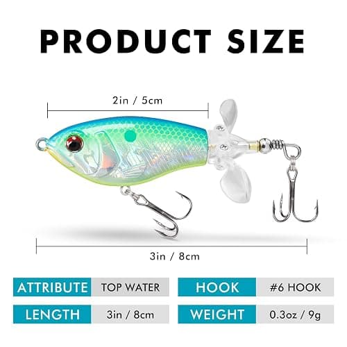 TRUSCEND Popobait Easy Catch Fishing Lures with BKK Hooks, Instant Startup, Longer Cast, Balanced Spray/Sound/Swim, Plopper Topwater Lures for Bass, Trout, Pike, Walleye, Freshwater Saltwater Fishing thumbnail 7