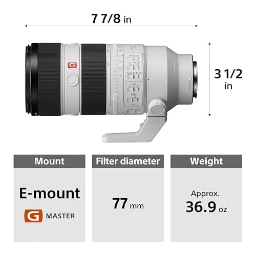 Sony FE 70-200mm F2.8 GM OSS II Full-Frame Constant-Aperture telephoto Zoom G Master Lens (SEL70200GM2), Black and White thumbnail 2