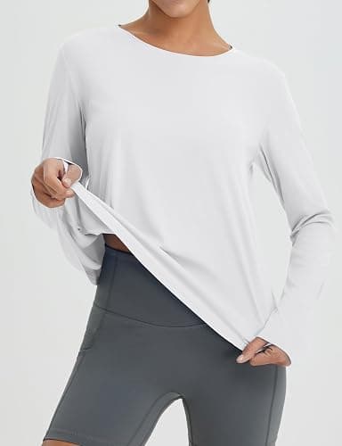 baleaf Women's Long Sleeve Workout Tops Athletic Shirts Split Back Running Gym Quick Dry Sun Protection UPF 50+ thumbnail 2