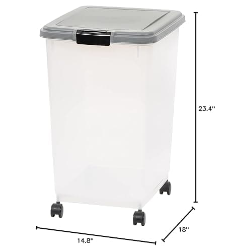 Amazon Basics Airtight Pet Food Storage Container with Scoop, BPA Free, Removable Wheels, 69 QT, Gray thumbnail 13