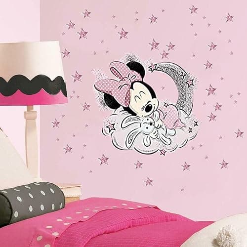 Large Mickey and Minnie Mouse Wall Decals for Kids Baby Bedroom Nursery, Disney Mirror Window Walls Stickers Removeable Vinyl Cartoon Peel and Stick (Minnie & Bunny) thumbnail 4