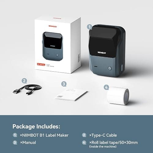 NIIMBOT B1 Label Maker Machine with Tape, 2 Inch Portable Sticker Printer for Home School & Small Business, Compatible with Phones & PC, Blue thumbnail 9