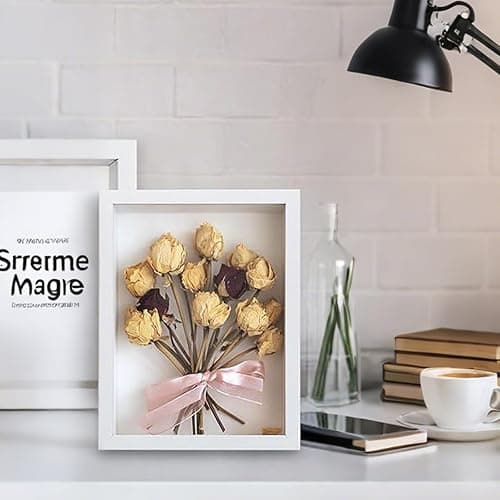 Intcwkan Cadre Photo Profond 20x29 cm, Cadre 3D A4 avec Plexiglas Premium pour Objet, Photos, DIY Artistique, Médailles, Fleurs Séchées - Décoration Murale ou de Table (Blanc) thumbnail 2