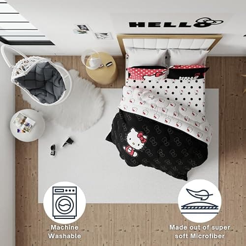 Franco Collectibles Hello Kitty Bedding Super Soft Cozy Microfiber Reversible Comforter, Queen, (Officially Licensed Product) thumbnail 4