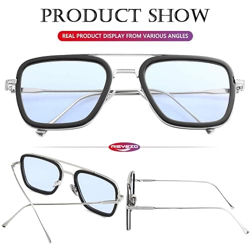 AIEYEZO Tony Stark Sunglasses Vintage Square Metal Frame Eyeglasses for Men Women - Iron Man and Edith Sun Glasses thumbnail 6