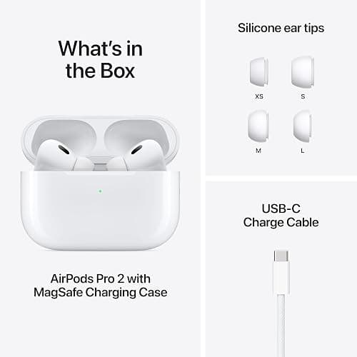 Apple AirPods Pro 2 Wireless Earbuds, Bluetooth Headphones, Active Noise Cancellation, Hearing Aid Feature, Transparency, Personalised Spatial Audio, High Fidelity Sound, H2 Chip, USB C Charging thumbnail 7