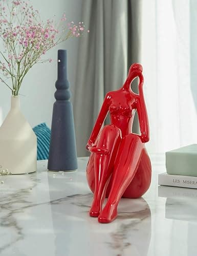 HAUCOZE Lady Sculpture Decor Woman Figurine Statue Modern Arts Gifts Polyresin 11 inch thumbnail 5